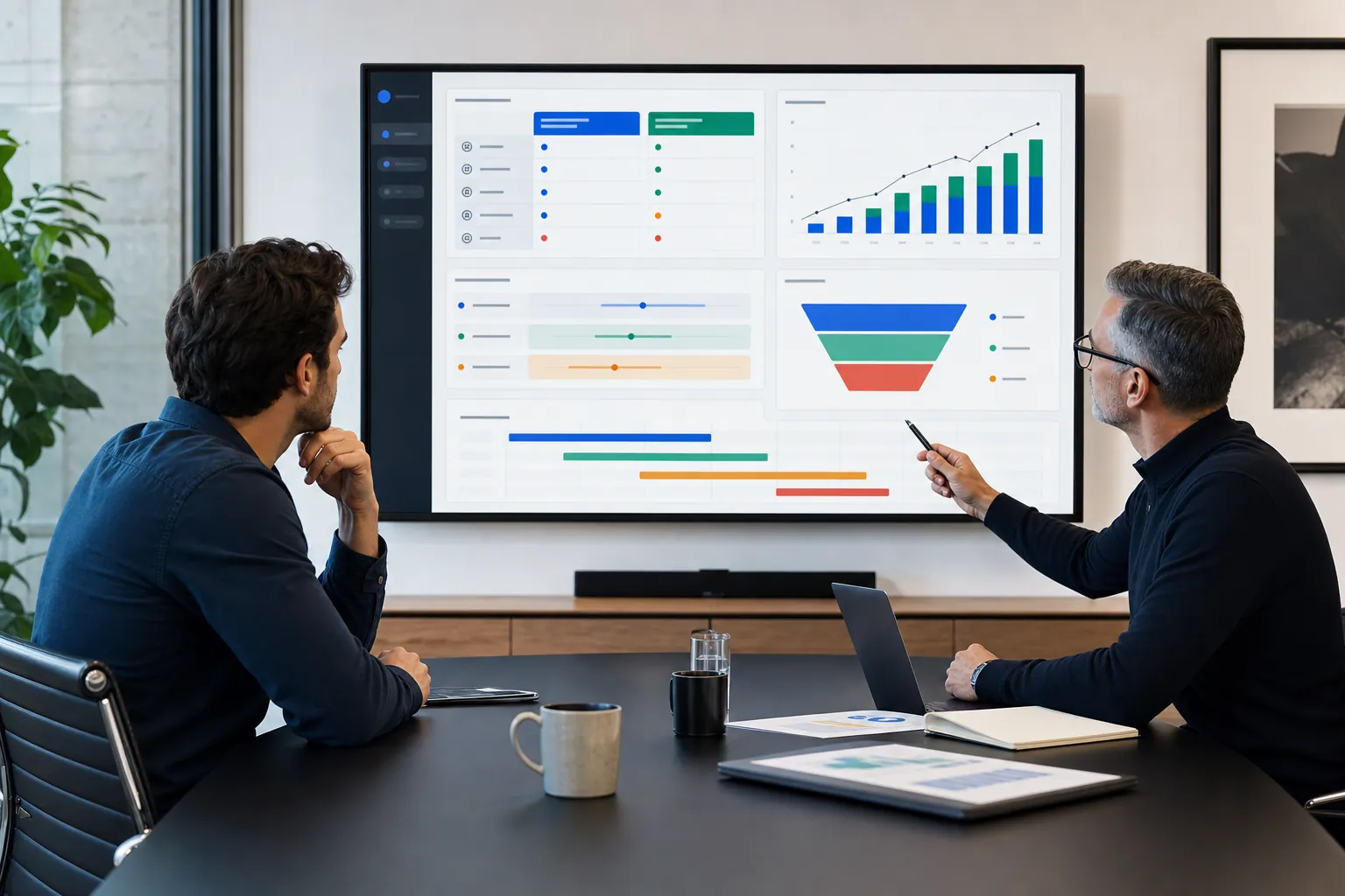 Founder and growth advisor mapping a 90-day B2B growth plan with priorities and channel experiments